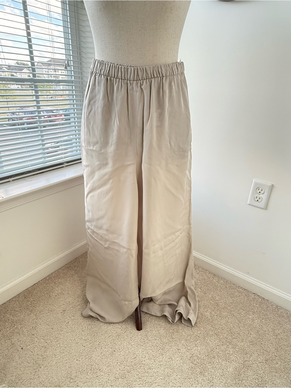 Zara Wide Leg Pants in Light Beige